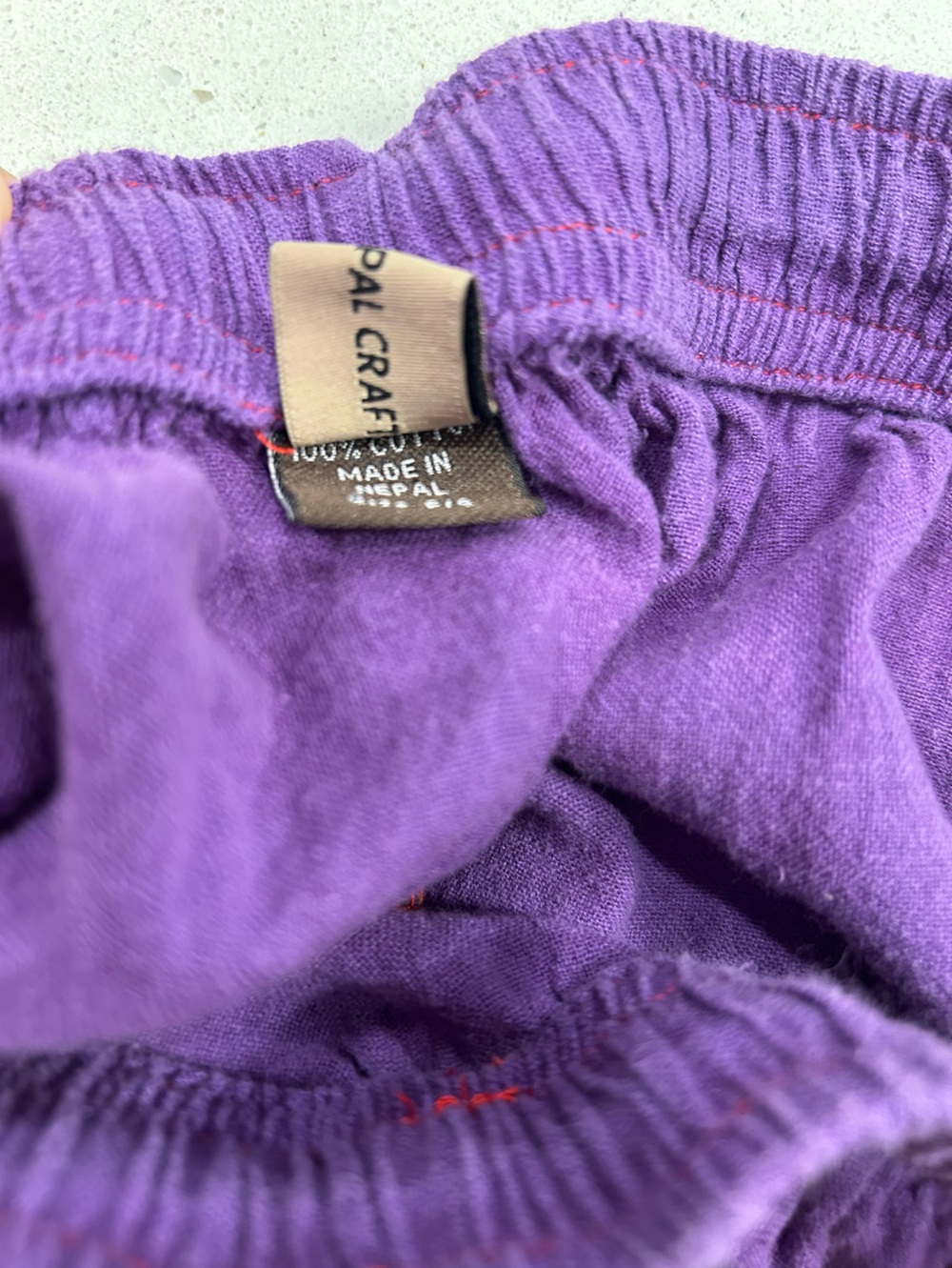 Karma Nepal Crafts purple patchwork boho jogger baggy pants small - Picture 7 of 8